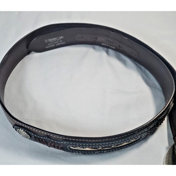 Alpaca Mexico Belt Bucle Nocona Leather Western Native Belt Men's Size 40 - Picture 4 of 12